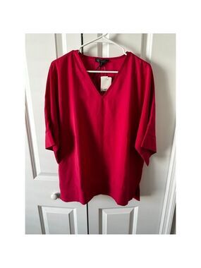 D2 Red V-Neck Blouse, Size S